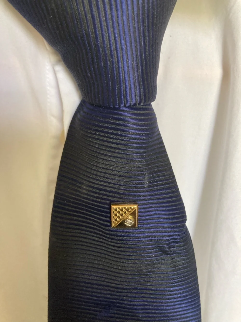 Vintage Pierre Cardin Tie Tack & Shields Pyramid Cufflinks – Gold Tone 1970s